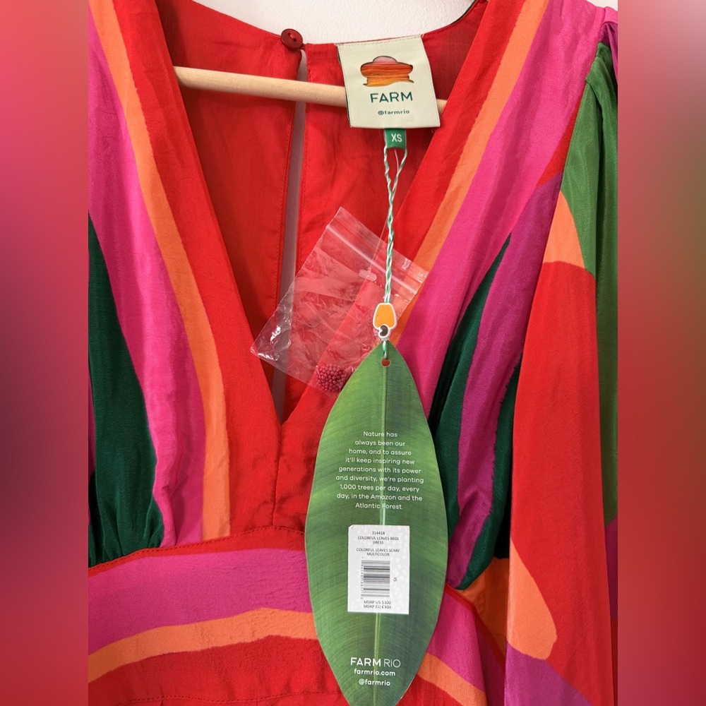 FARM Rio Colorful Leaves Midi Dress XS - Picture 12 of 15